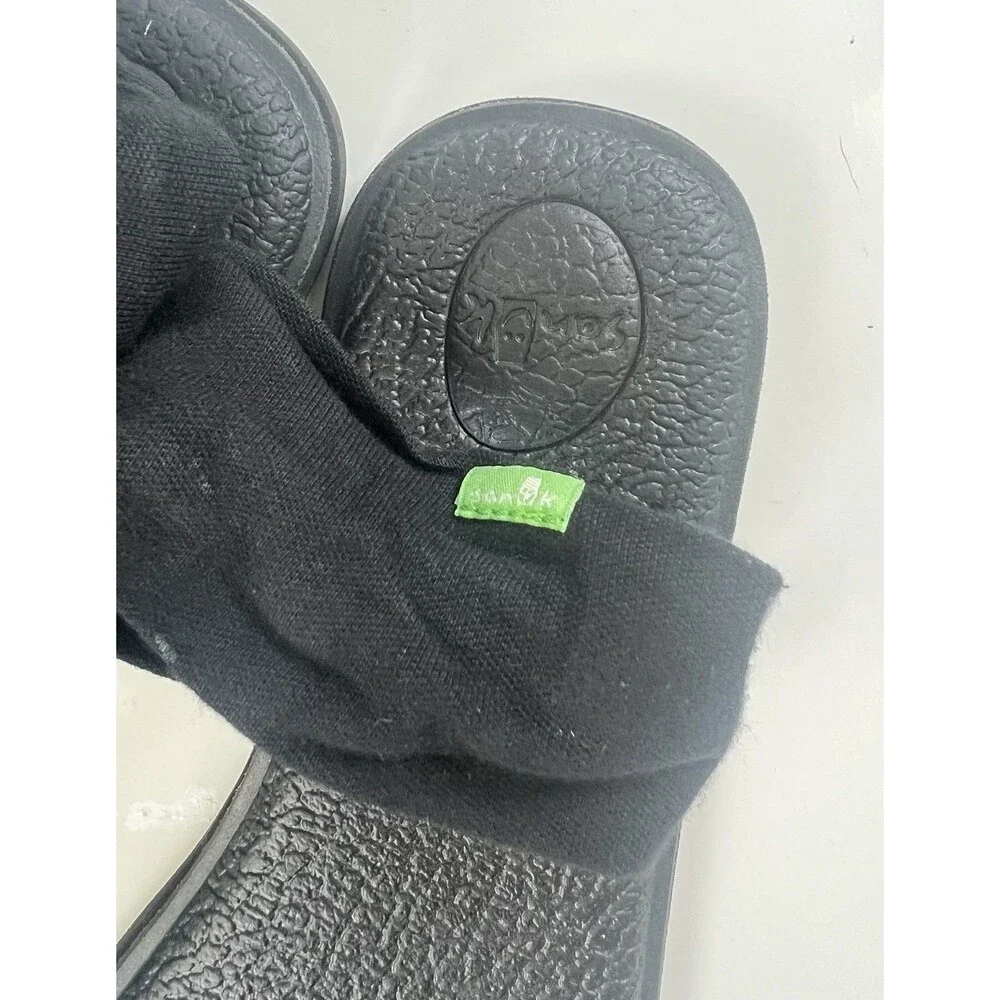 Sanuk Yoga Mat Classic Sling Flip Flops Thong Sandals Size 8 Black EU 39